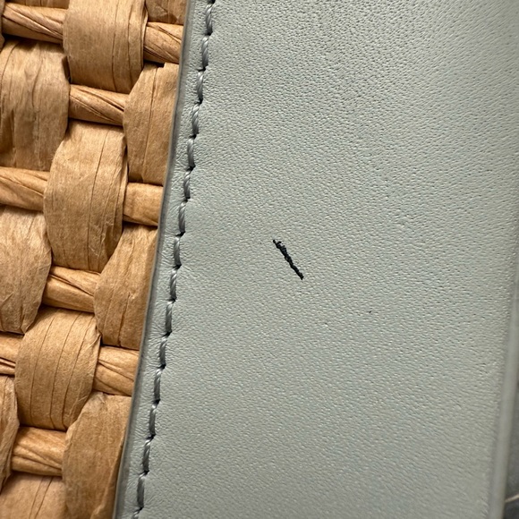 Spartina 449 Tan and Light Blue Tote with Bamboo Handle - Picture 8 of 16